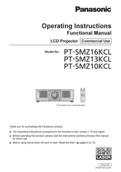 Panasonic PT-SMZ16KCL Operating Instructions (Functional Manual)