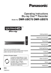 Panasonic ULTRAHD DMR-UBS70 Operating Instructions Manual