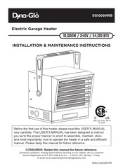 Dyna-Glo EG10000WB Installation & Maintenance Instructions Manual