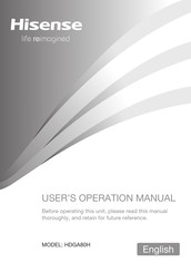 Hisense HDGA80H User's Operation Manual