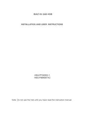 Corbero HSG-PF320SX-1 Installation And User Instructions Manual