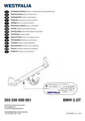 Westfalia BMW 5 GT Installation And Operating Instructions Manual