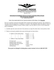 FALCON RIDGE AC-12PROWLER-FC05 Instructions For Installation And Care