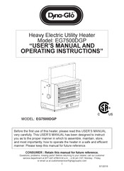 GHP Group Dyna-Glo EG7500DGP User's Manual And Operating Instructions