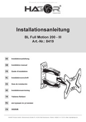 HAGOR BL Full Motion 200-III Instruction Manual