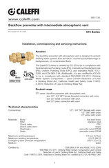 Caleffi 573 Series Installation, Commissioning And Servicing Instructions