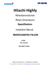 Ries Highly WHP03300PSV-F8JUN Installation Manual