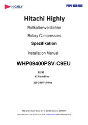 Ries Hitachi Highly WHP09400PSV-C9EU Installation Manual