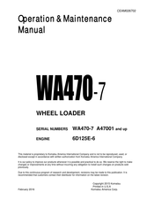 Komatsu A47001 Operation & Maintenance Manual