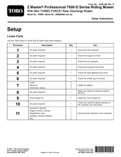 Toro 72098 Setup Instructions