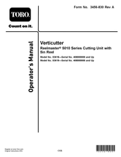 Toro Verticutter Reelmaster 5010 Series Operator's Manual