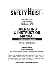 Safety Hoist HD-400 Series Operating Instructions Manual