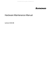 Lenovo E80 Hardware Maintenance Manual