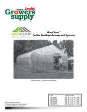FarmTek Growers supply GrowSpan 106307PC Installation Instructions Manual
