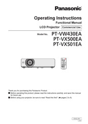 Panasonic PT-VW430EA Operating Instructions Manual