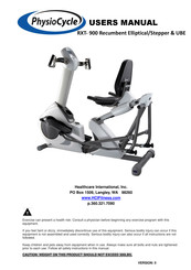 HealthCare International PhysioCycle RXT- 900 User Manual
