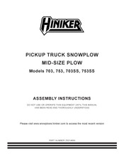 Hiniker 703 Assembly Instructions Manual