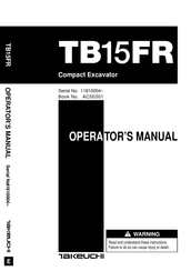 Takeuchi TB15FR Operator's Manual