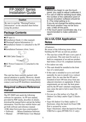 Digital Electronics Corporation FP3900-T41 Installation Manual