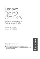 Lenovo Tab M8 3rd Gen Safety, Warranty & Quick Start Manual