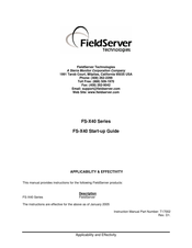 FieldServer FS-X40 Startup Manual