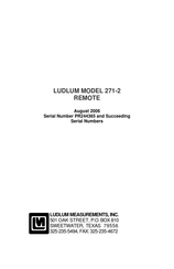 LUDLUM 271-2 Quick Start Manual