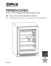 Zephyr Presrv PRPB24C01B Use, Care And Installation Manual