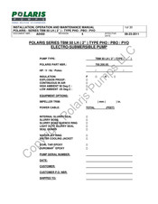 Polaris TBM 50 LH Series Installation, Operation And Maintenance Manual