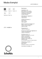 Scholtes LTE 14-H206 A+ Operating Instructions Manual