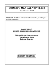 Ametek POWER PRO FERRO 100 Series Owner's Manual