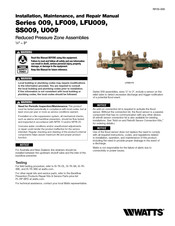 Watts 009 Series Instruction, Installation, Maintenance And Repair Manual
