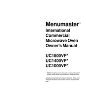 Menumaster UC1000VP Series Owner's Manual