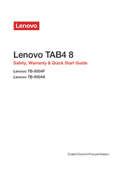 Lenovo TAB4 8 Safety, Warranty & Quick Start Manual