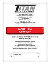 Titan 114 Installation, Maintenance, And Parts Manual
