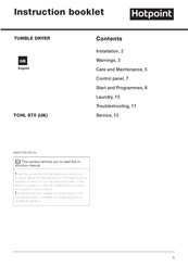 Hotpoint TCHL 870 Instruction Booklet