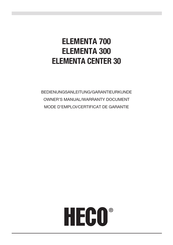 Heco Elementa 700 Owner's Manual/Warranty Document