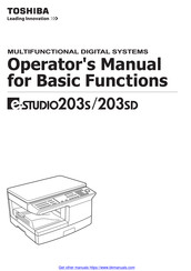 Toshiba e-STUDIO 203SD Operator's Manual