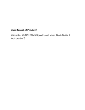 KitchenAid KHM512BM Instructions Manual