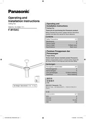 Panasonic F-M15AC Operating And Installation Instructions