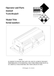Redexim Verti-Drain 7516 Operator And Parts Manual