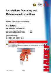 HADEF 28/12-EX Installation, Operating And Maintenance Instructions