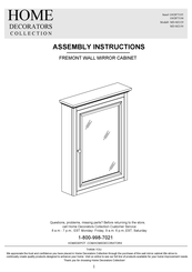 Home Decorators Collection FREMONT MD-M2129 Assembly Instructions Manual