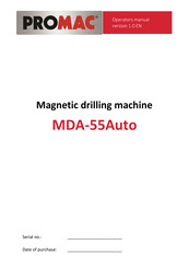 Promac MDA-55Auto Operator's Manual
