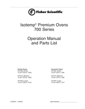 Fisher Scientific 13247737F Operation Manual And Parts List