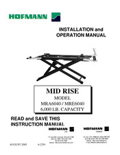 Hofmann MID RISE MRA6040 Installation And Operation Manual