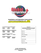 Global Refrigeration T50HSHP Installation And Operation Instruction Manual