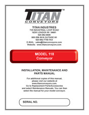 Titan 118 Installation, Maintenance, And Parts Manual