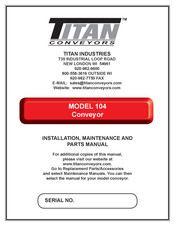 Titan 104 Installation, Maintenance, And Parts Manual