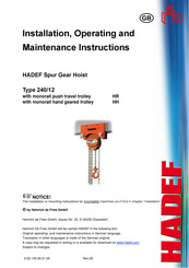 HADEF 240/12 Installation, Operating And Maintenance Instruction