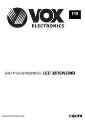 VOX electronics 32DSW289B Operating Instructions Manual